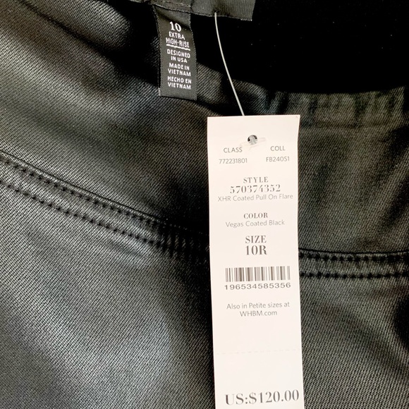 WHBM Extra Hi-Rise Coated Pull-On Flare Jean - Picture 6 of 7